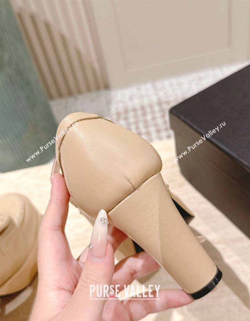 Chanel Lambskin Platform Pumps 9cm with CC Foldover Beige 2025 G46692 (syt-250902030)