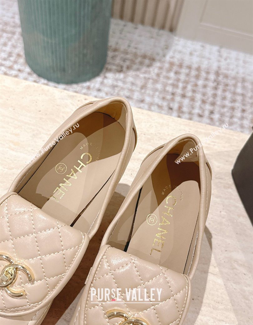 Chanel Lambskin Platform Pumps 9cm with CC Foldover Beige 2025 G46692 (syt-250902030)