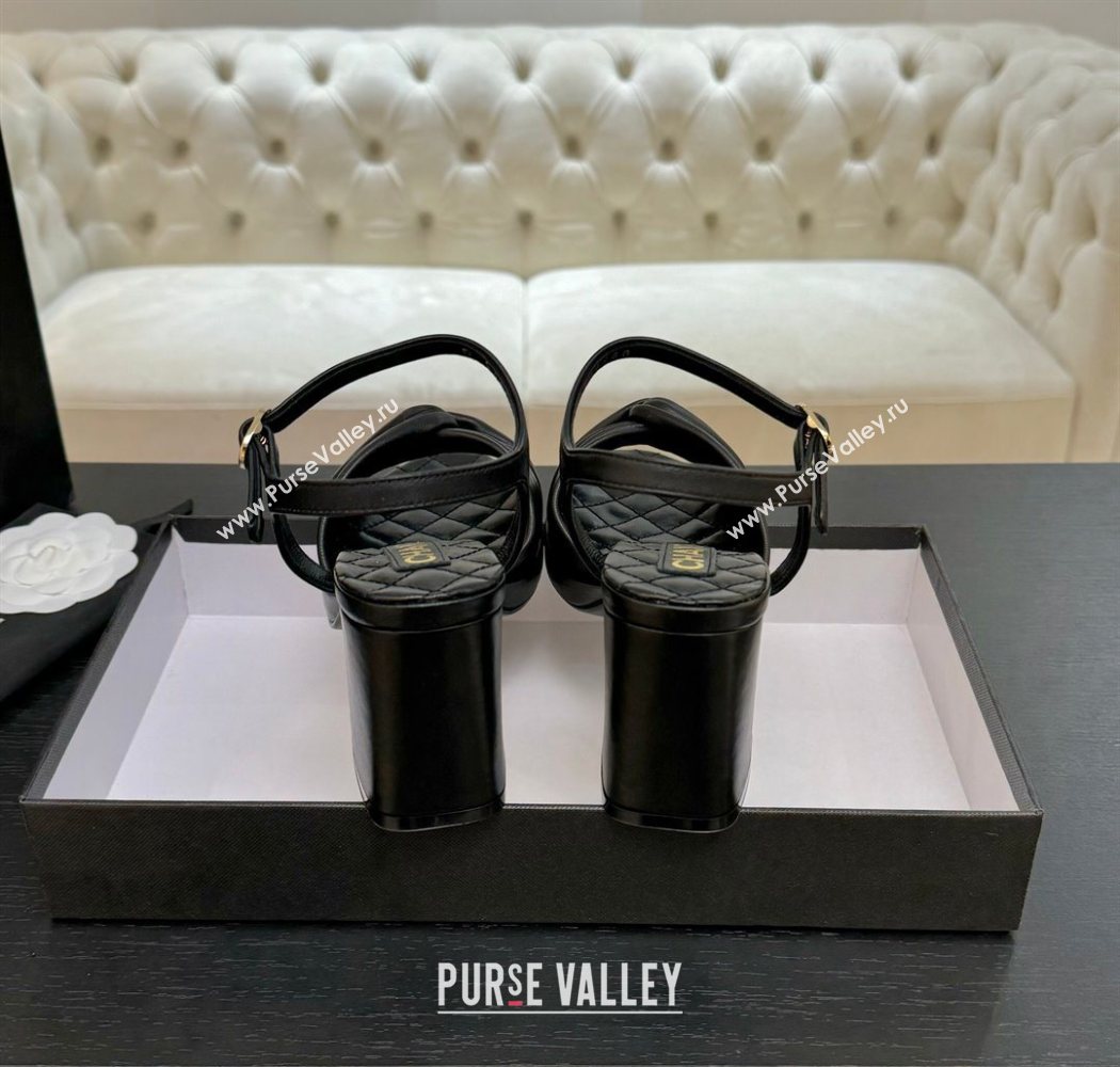 Chanel Knot Lambskin Leather Heel Sandals Black 2025 CH090101 (MD-250901030)