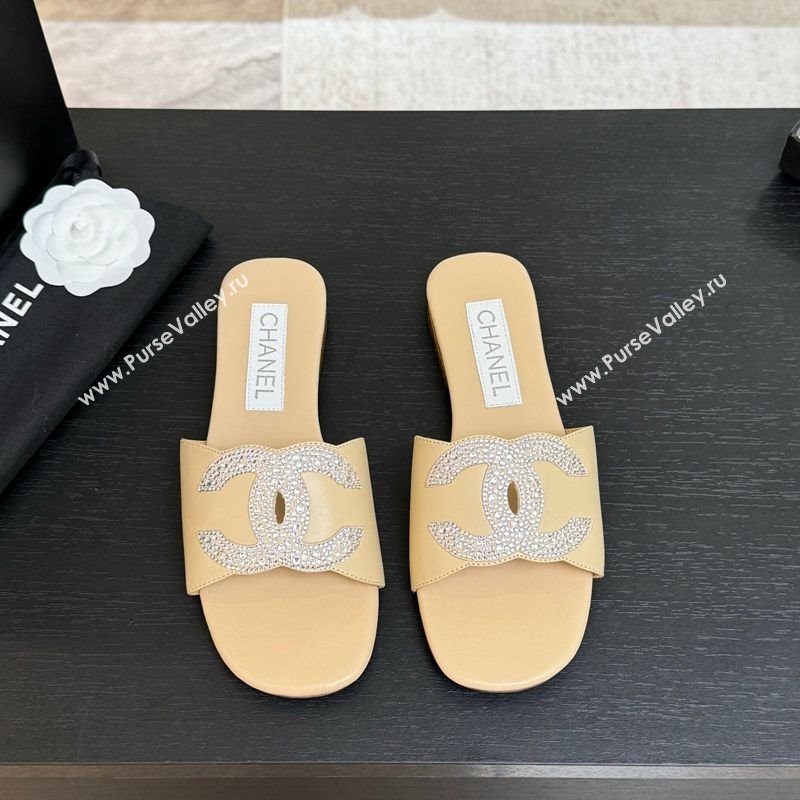 Chanel Calfskin Leather Flat Slides Sandal Beige 2025 CH090102 (MD-250901031)