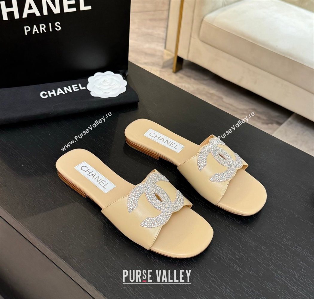 Chanel Calfskin Leather Flat Slides Sandal Beige 2025 CH090102 (MD-250901031)