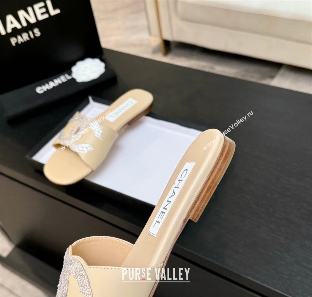 Chanel Calfskin Leather Flat Slides Sandal Beige 2025 CH090102 (MD-250901031)