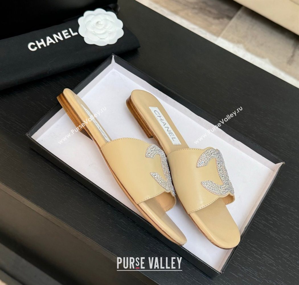 Chanel Calfskin Leather Flat Slides Sandal Beige 2025 CH090102 (MD-250901031)