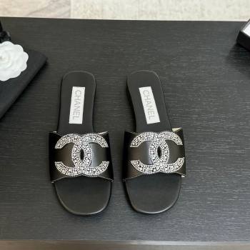 Chanel Calfskin Leather Flat Slides Sandal Black 2025 CH090102 (MD-250901032)