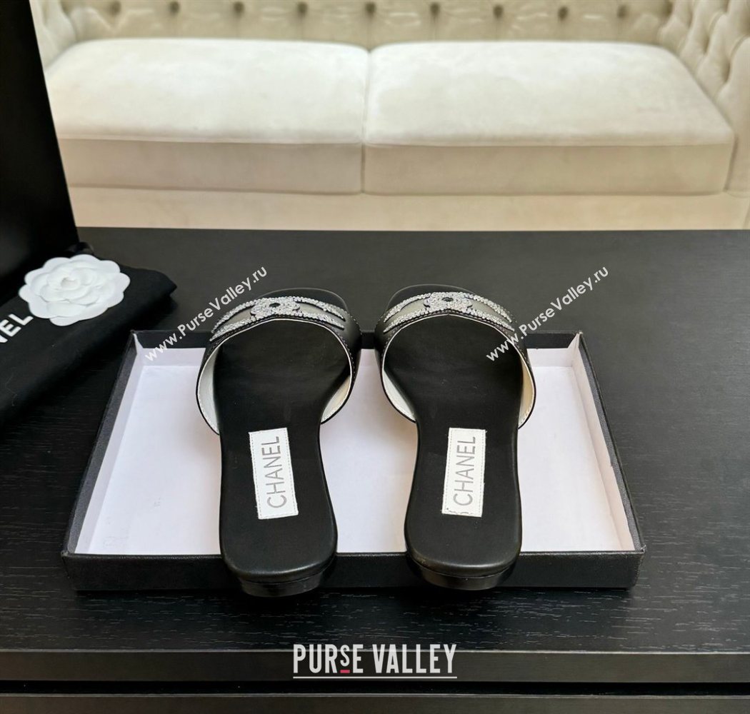 Chanel Calfskin Leather Flat Slides Sandal Black 2025 CH090102 (MD-250901032)