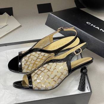 Chanel Mesh Sequins Heel Sandals 8.5cm Beige 2025 G46538 (MD-250901144)