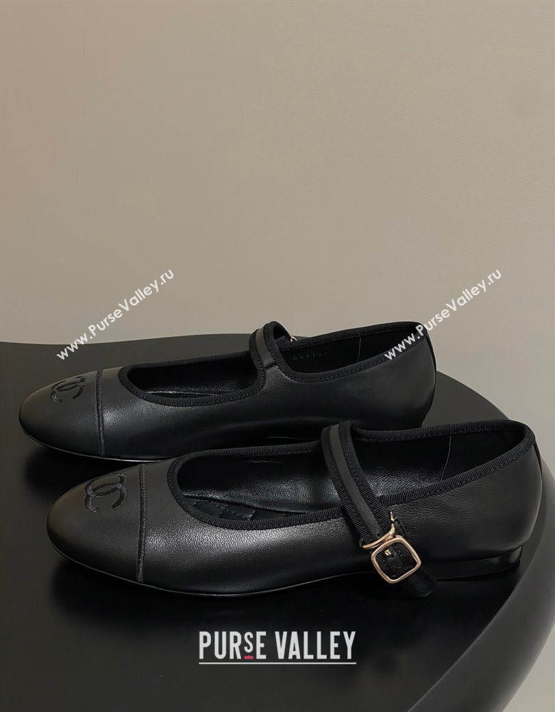 Chanel Lambskin Leather Mary Janes Flats Ballet G45503 Black2 2025 (MD-250901145)