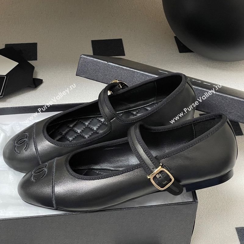 Chanel Lambskin Leather Mary Janes Flats Ballet G45503 Black2 2025 (MD-250901145)
