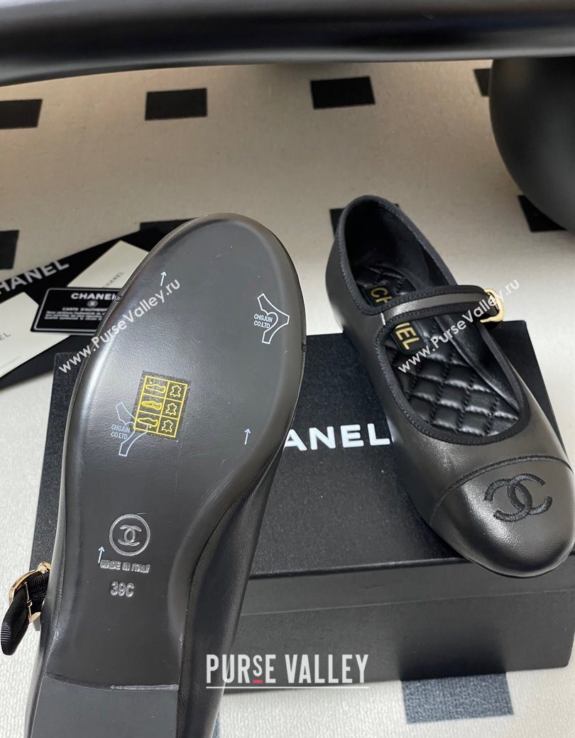 Chanel Lambskin Leather Mary Janes Flats Ballet G45503 Black2 2025 (MD-250901145)