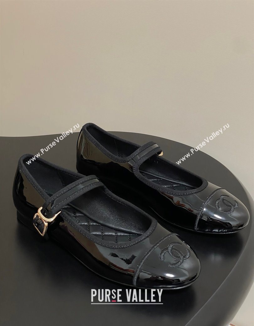 Chanel Patent Calfskin Mary Janes Flats Ballet G45503 Black 2025 (MD-250901152)