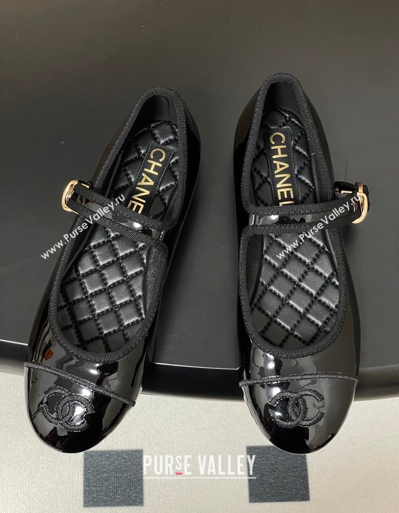Chanel Patent Calfskin Mary Janes Flats Ballet G45503 Black 2025 (MD-250901152)
