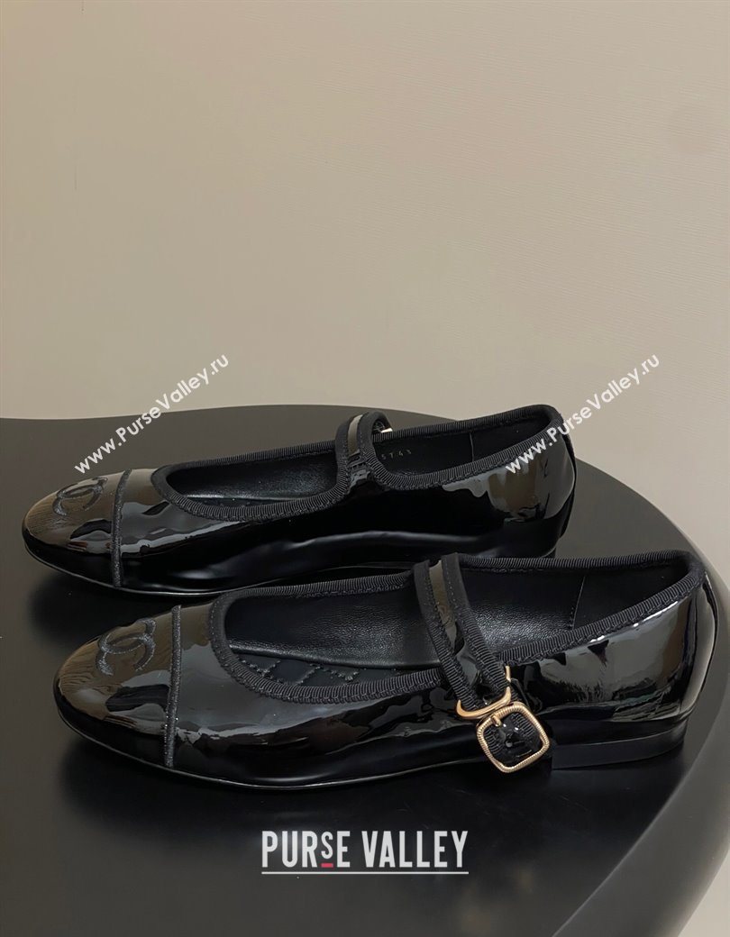 Chanel Patent Calfskin Mary Janes Flats Ballet G45503 Black 2025 (MD-250901152)