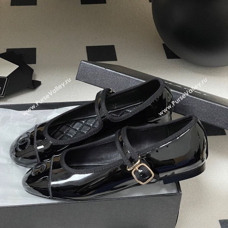 Chanel Patent Calfskin Mary Janes Flats Ballet G45503 Black 2025 (MD-250901152)