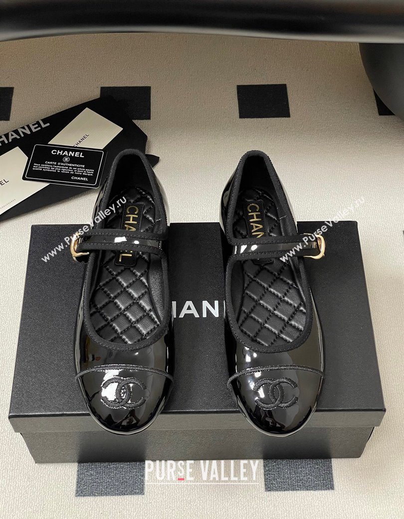 Chanel Patent Calfskin Mary Janes Flats Ballet G45503 Black 2025 (MD-250901152)