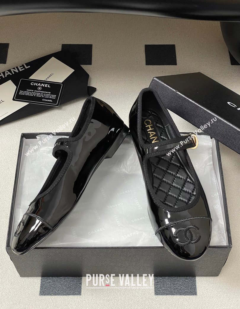 Chanel Patent Calfskin Mary Janes Flats Ballet G45503 Black 2025 (MD-250901152)