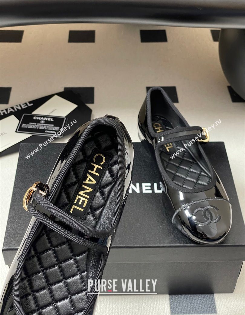 Chanel Patent Calfskin Mary Janes Flats Ballet G45503 Black 2025 (MD-250901152)