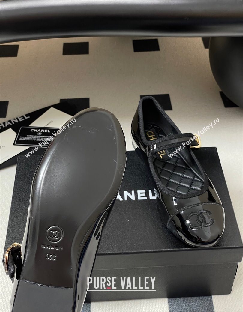 Chanel Patent Calfskin Mary Janes Flats Ballet G45503 Black 2025 (MD-250901152)