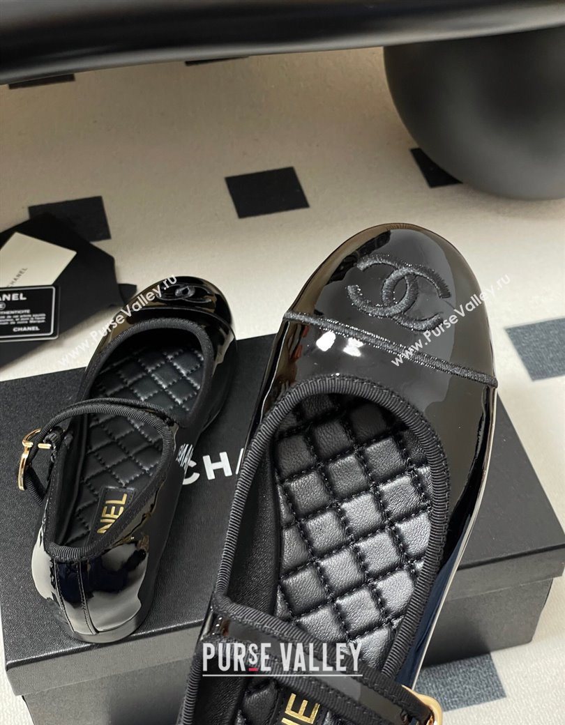 Chanel Patent Calfskin Mary Janes Flats Ballet G45503 Black 2025 (MD-250901152)