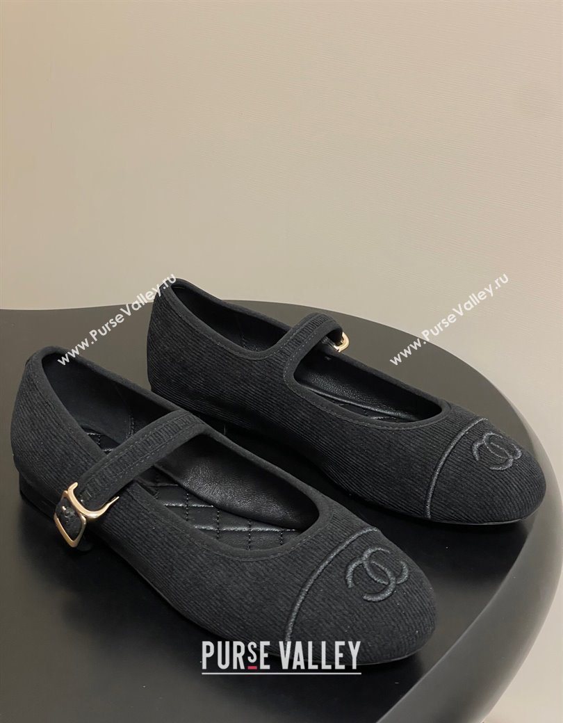 Chanel Fabric Mary Janes Flats Ballet G45503 Black 2025 (MD-250901153)