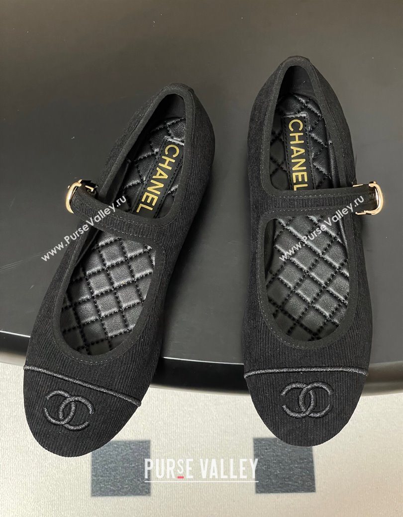 Chanel Fabric Mary Janes Flats Ballet G45503 Black 2025 (MD-250901153)