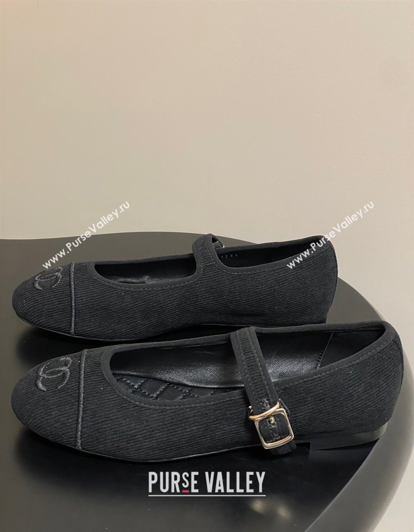 Chanel Fabric Mary Janes Flats Ballet G45503 Black 2025 (MD-250901153)