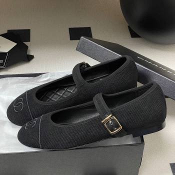 Chanel Fabric Mary Janes Flats Ballet G45503 Black 2025 (MD-250901153)