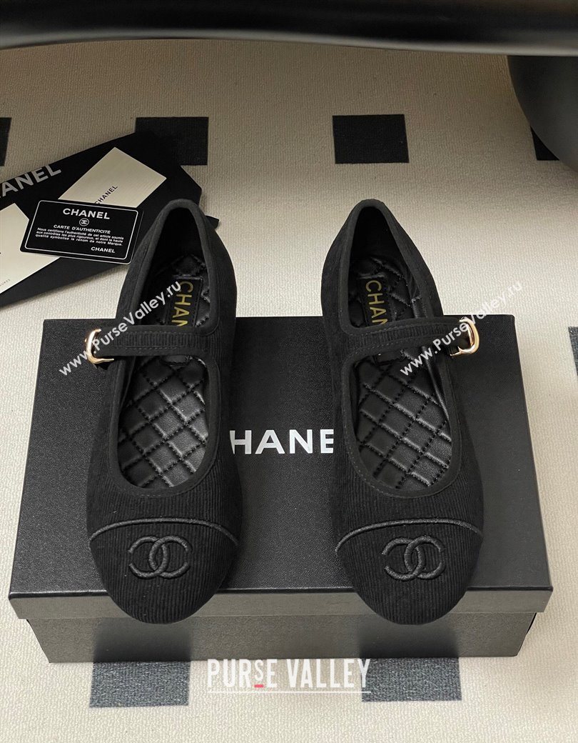 Chanel Fabric Mary Janes Flats Ballet G45503 Black 2025 (MD-250901153)