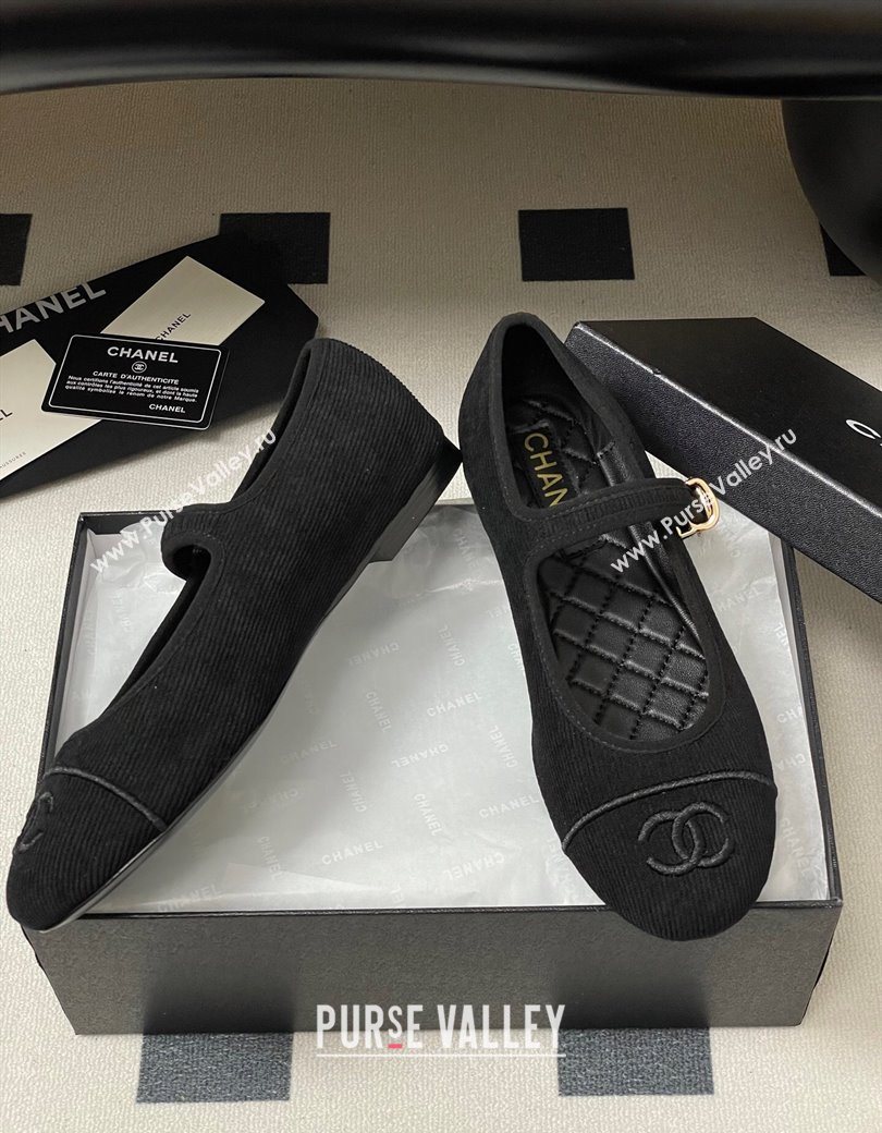 Chanel Fabric Mary Janes Flats Ballet G45503 Black 2025 (MD-250901153)