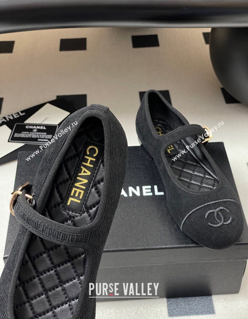 Chanel Fabric Mary Janes Flats Ballet G45503 Black 2025 (MD-250901153)