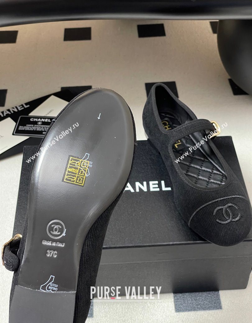 Chanel Fabric Mary Janes Flats Ballet G45503 Black 2025 (MD-250901153)