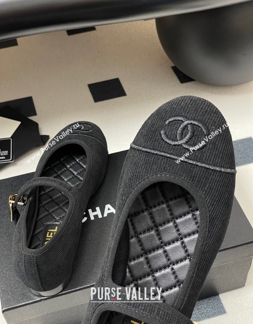 Chanel Fabric Mary Janes Flats Ballet G45503 Black 2025 (MD-250901153)