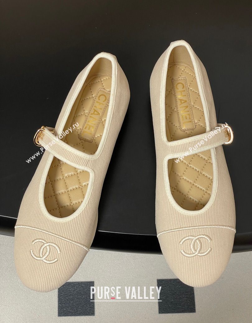 Chanel Fabric Mary Janes Flats Ballet G45503 Beige 2025 (MD-250901155)