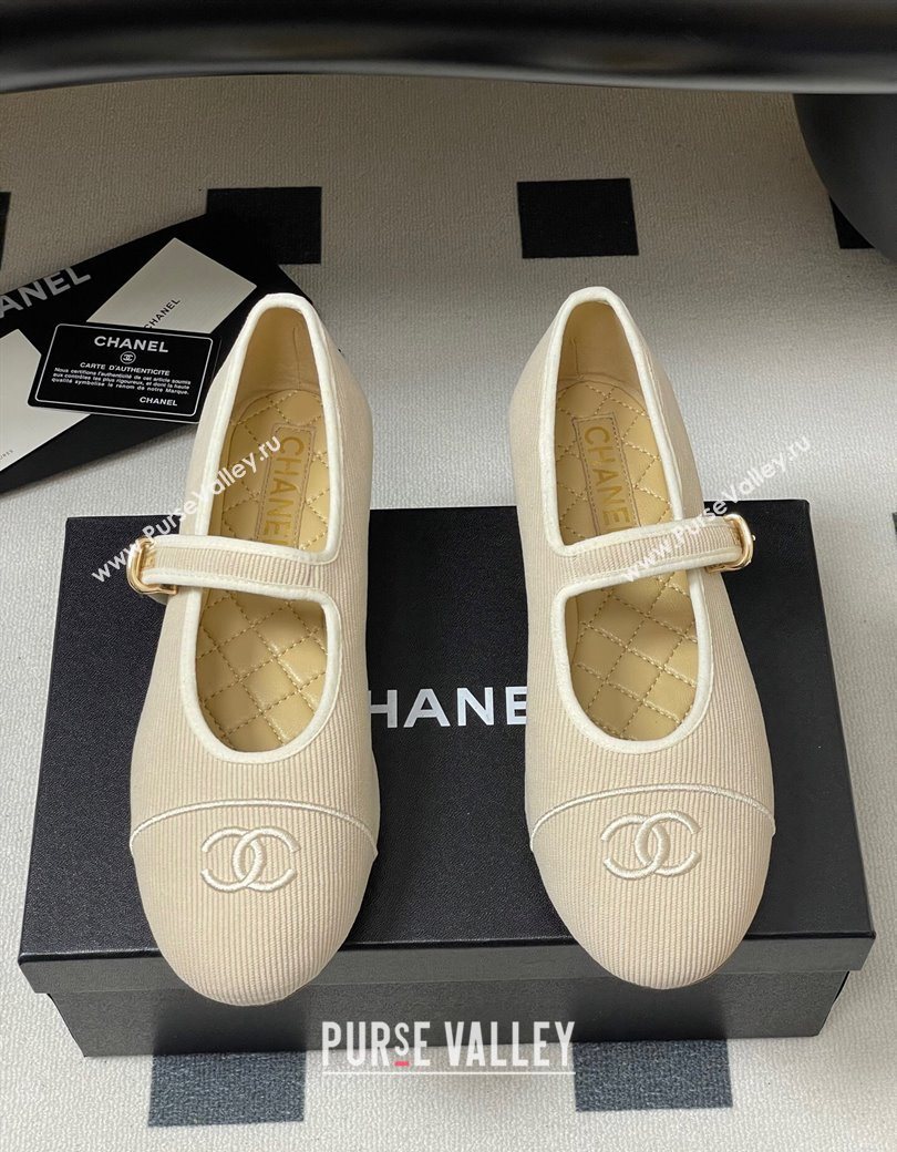 Chanel Fabric Mary Janes Flats Ballet G45503 Beige 2025 (MD-250901155)