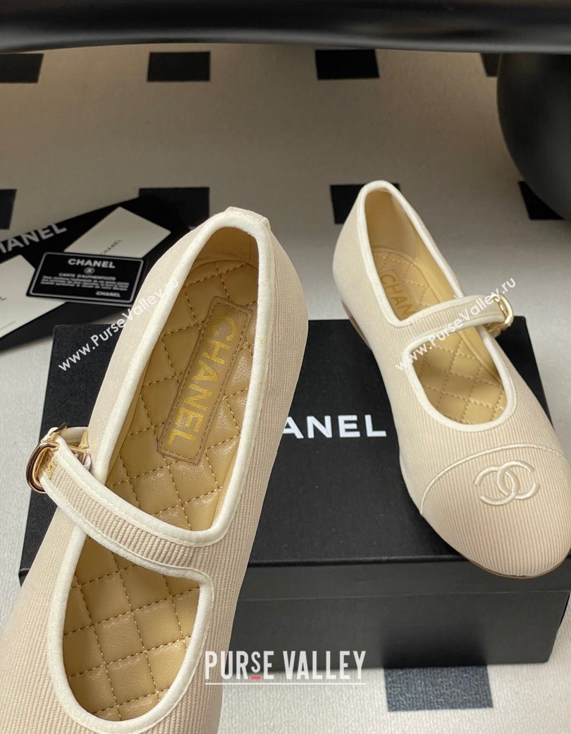 Chanel Fabric Mary Janes Flats Ballet G45503 Beige 2025 (MD-250901155)