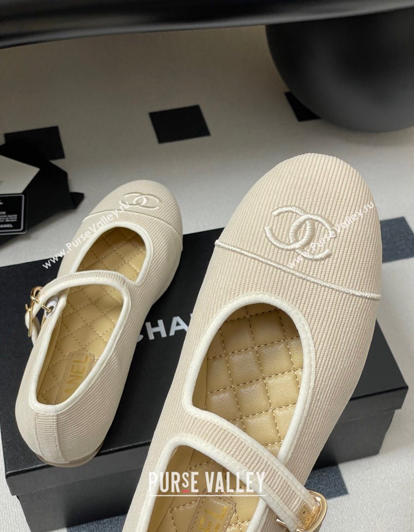 Chanel Fabric Mary Janes Flats Ballet G45503 Beige 2025 (MD-250901155)