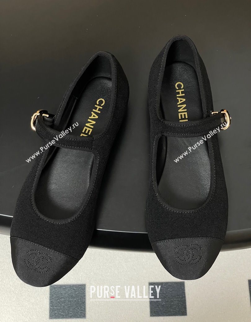 Chanel Fleece Grosgrain Mary Janes Flats Ballet G45503 Black 2025 (MD-250901156)