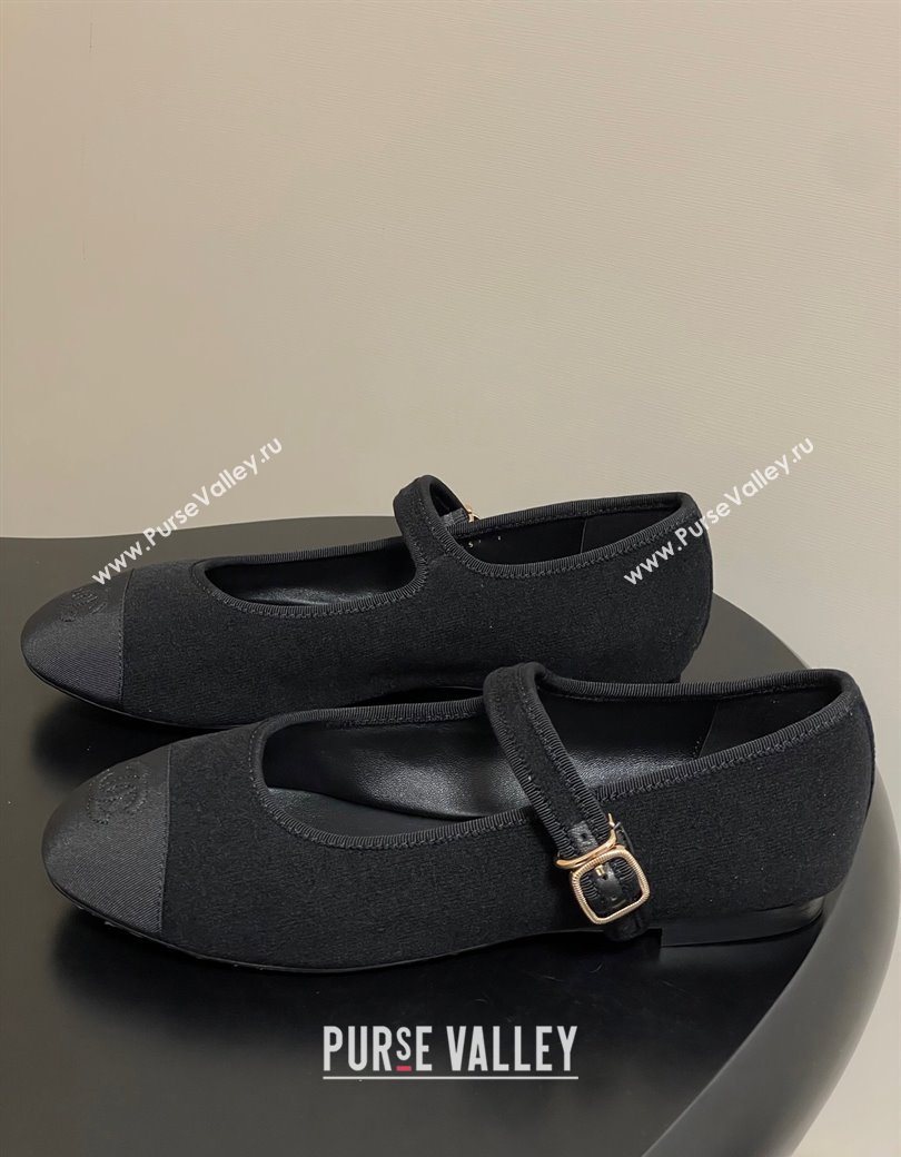 Chanel Fleece Grosgrain Mary Janes Flats Ballet G45503 Black 2025 (MD-250901156)