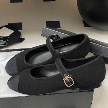 Chanel Fleece Grosgrain Mary Janes Flats Ballet G45503 Black 2025 (MD-250901156)