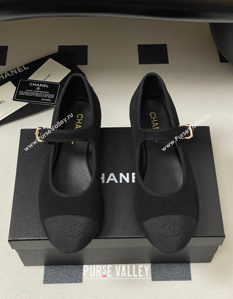 Chanel Fleece Grosgrain Mary Janes Flats Ballet G45503 Black 2025 (MD-250901156)