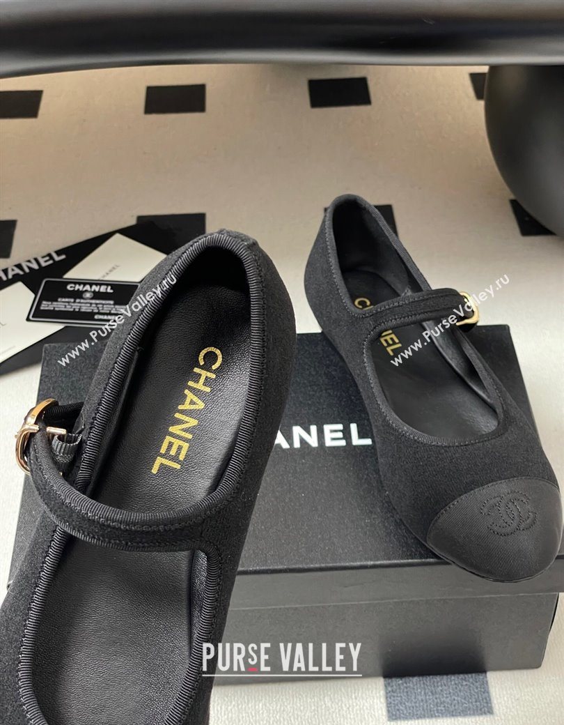 Chanel Fleece Grosgrain Mary Janes Flats Ballet G45503 Black 2025 (MD-250901156)