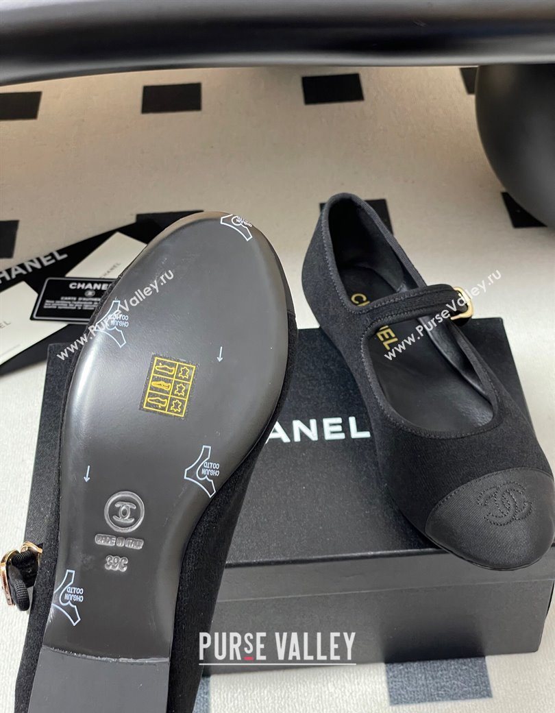 Chanel Fleece Grosgrain Mary Janes Flats Ballet G45503 Black 2025 (MD-250901156)