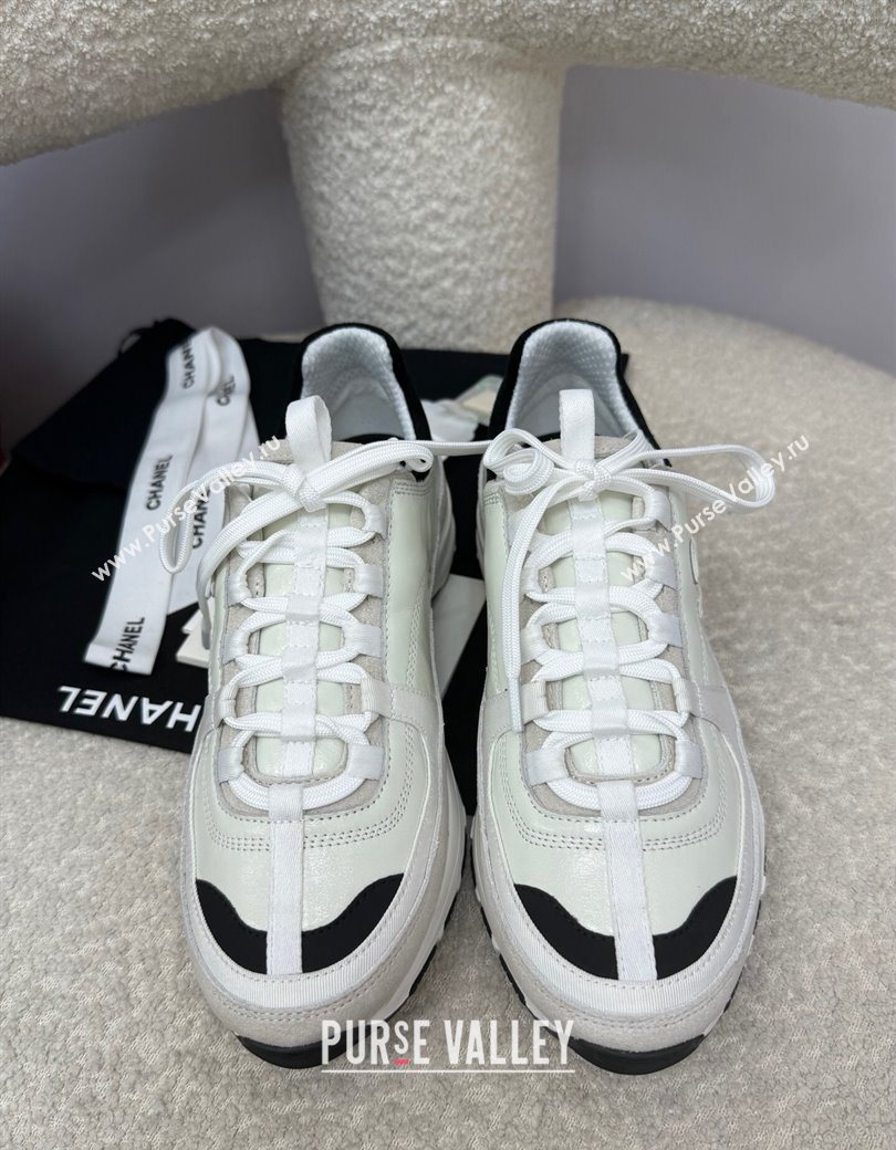 Chanel Shiny Calfskin Suede Sneakers White 2025 G46609 (SS-250901041)