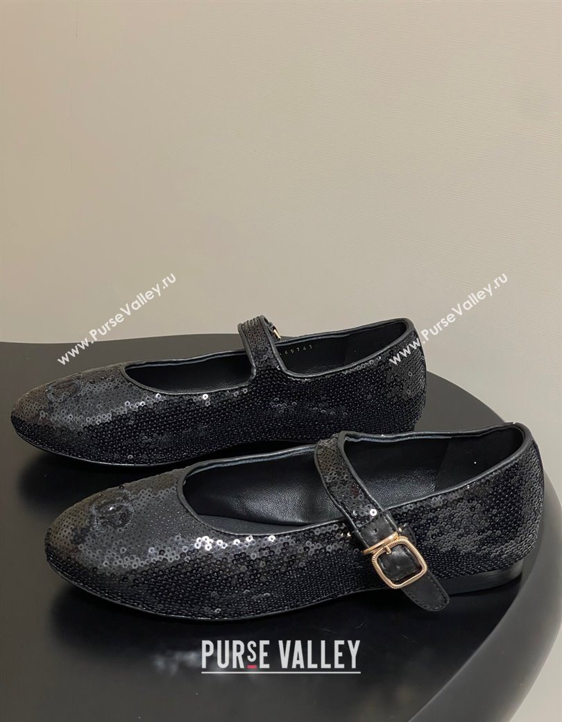 Chanel Sequins Mary Janes Flats Ballet G45503 Black 2025 (MD-250901159)
