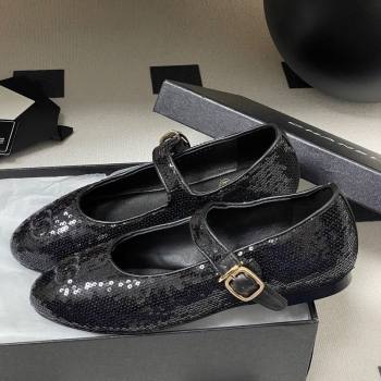 Chanel Sequins Mary Janes Flats Ballet G45503 Black 2025 (MD-250901159)