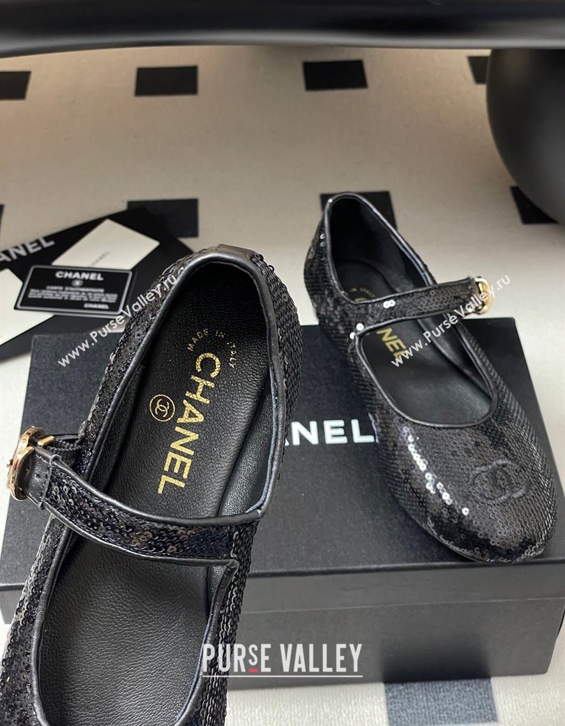 Chanel Sequins Mary Janes Flats Ballet G45503 Black 2025 (MD-250901159)