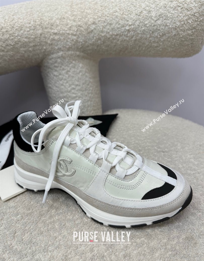 Chanel Shiny Calfskin Suede Sneakers White 2025 G46609 (SS-250901041)