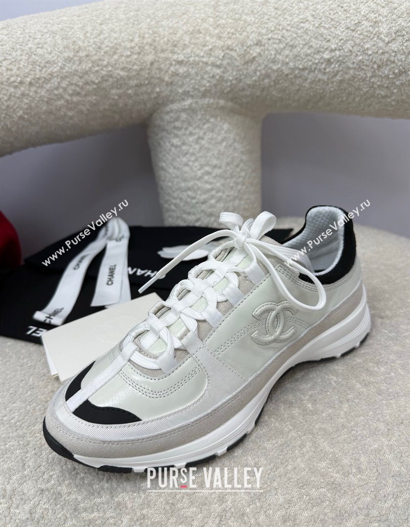 Chanel Shiny Calfskin Suede Sneakers White 2025 G46609 (SS-250901041)