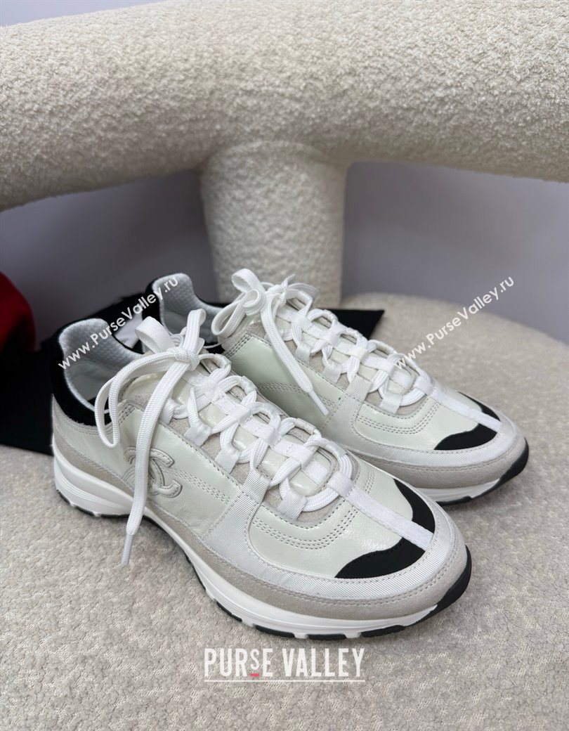 Chanel Shiny Calfskin Suede Sneakers White 2025 G46609 (SS-250901041)