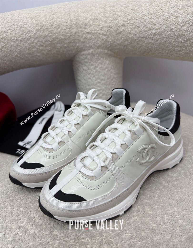 Chanel Shiny Calfskin Suede Sneakers White 2025 G46609 (SS-250901041)