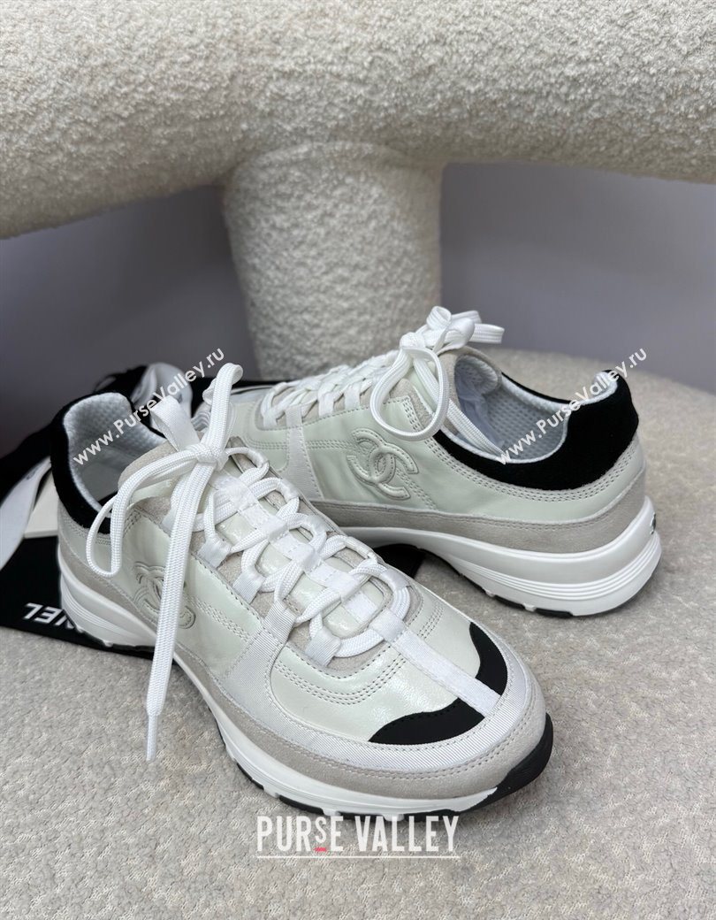 Chanel Shiny Calfskin Suede Sneakers White 2025 G46609 (SS-250901041)